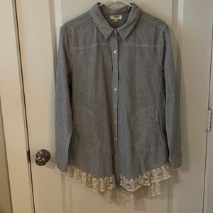 Striped tunic button down